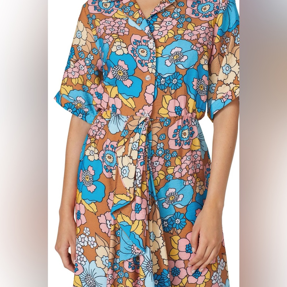 70s Floral Printed Nancy Dress